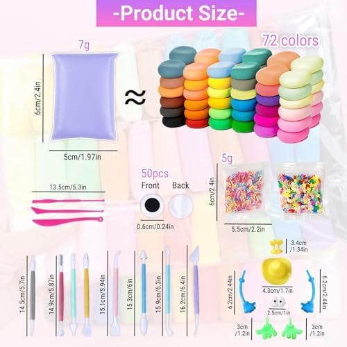 Adult Air Dry Clay,Magic Foam DIY Molding Clay,Set 142 Pieces – 72 Colors Ultra Light Modeling Clay with Tools Accessories and Decorations, Non-Toxic Soft Clay for Crafts DIY Projects and Party - Image 2