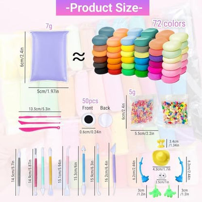 Adult Air Dry Clay,Magic Foam DIY Molding Clay,Set 142 Pieces – 72 Colors Ultra Light Modeling Clay with Tools Accessories and Decorations, Non-Toxic Soft Clay for Crafts DIY Projects and Party - Image 2