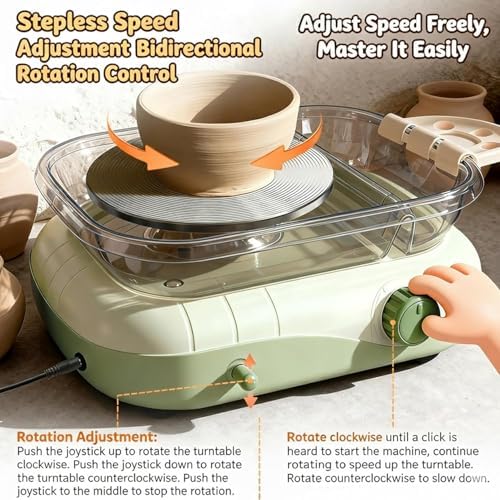 Mini Electric Pottery Wheel for Kids & Adults with Foot Pedal, DIY Clay Kit with 8 Pottery Tools, for Ceramic Work & Beginners - Image 5
