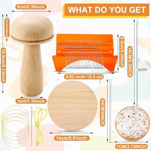 Jexine Speedweve Mini Darning Loom 21 Hooks Darning Mushroom for Socks Kit - Image 2