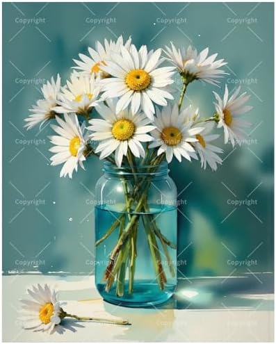 Daisy Bouquet Paint by Numbers Kit for Adults - DIY White Daisies in Glass Jar Painting on Canvas 16x20 Inches, Acrylic Paint Set, Suitable for Beginners, Floral Art for Home Decoration or Gifts by Unknown