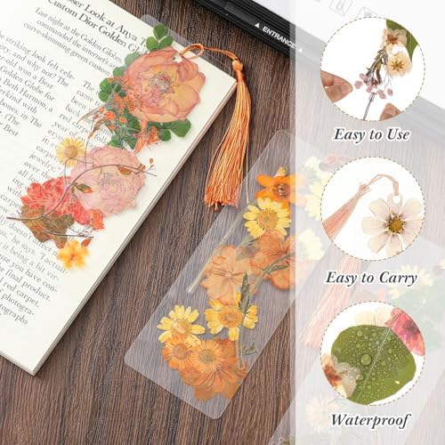 Fuyoooo 376 Pcs Pressed Flower Bookmark Kit,Orange Yellow,2 x 6 Inch - Image 3