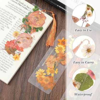 Fuyoooo 376 Pcs Pressed Flower Bookmark Kit,Orange Yellow,2 x 6 Inch - Image 3