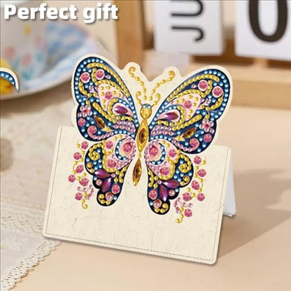 jinglinhh 12pcs Fluttering Butterfly Diamond Art Painting Greeting Cards with Envelopes, DIY Card Making Kits for Adults, Diamond Art Christmas Cards for Birthday Holiday Postcards Craft Gifts - Image 7