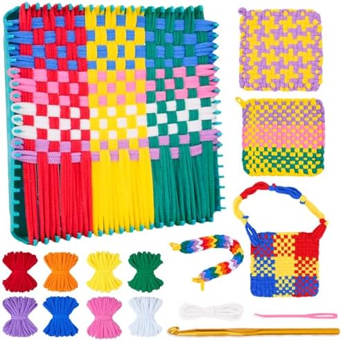 PREBOX Potholder Weaving Loom Kit for Kids and Beginners, Knitting Crafts for Girls Ages 6-12 Year Old, 7" Pot Holder Loom with 224 Loops, Great Christmas & Birthday Gifts by PREBOX