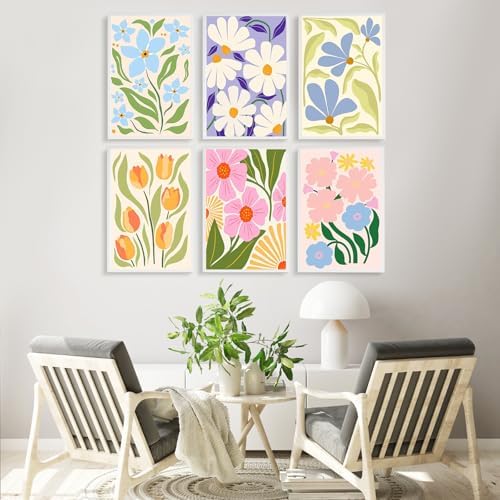 Fountor 6 Pack Paint by Numbers Kit for Adults Beginner Flowers 8x12 Inch - Image 2
