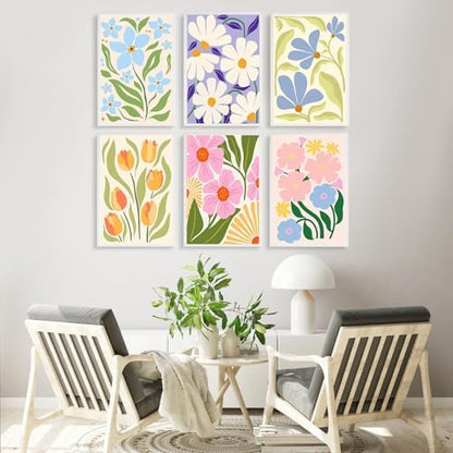 Fountor 6 Pack Paint by Numbers Kit for Adults Beginner Flowers 8x12 Inch - Image 2