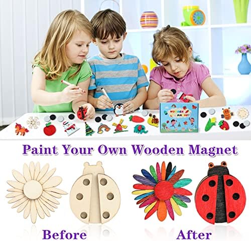 DIY Wooden Magnet 36 Art Craft Supplies Painting Kit for Kids Ages 4-8 8-12 - Image 4