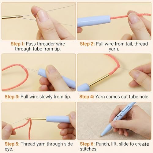 ZMHKJZDQ Punch Needle Kits for Beginners,DIY Punch Needle Embroidery with Fabric, Hoops, Yarns and Sewing Needles for Adults Children Festival Gift and Home Decor, 20x20cm (Tulip) - Image 7
