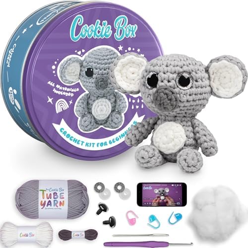 Cookie Box Crochet Kit for Beginners, Koala Coal by CookieBox