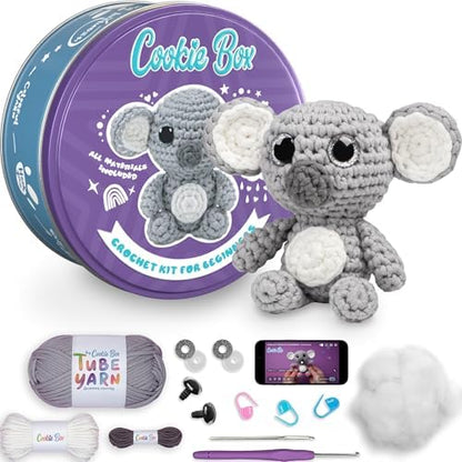 Cookie Box Crochet Kit for Beginners, Koala Coal by CookieBox