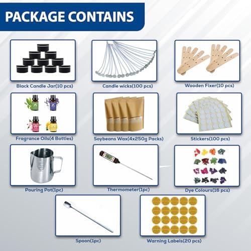 AXUANHUA Complete Candle Making Kits - Candle Making Kit for Adults - DIY Candle Making Supplies Include 10 Jars, 4 Soy Wax, 16 Dyes, 100 Candlewicks, 4 Scents & Many More - Arts and Crafts for Adults - Image 2