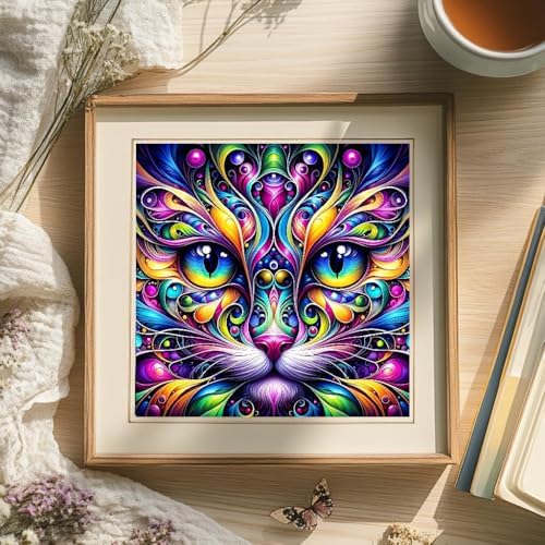 Animal Cat Paint by Numbers Kit for Adults Framed Canvas, Frameworkless ﻿ - Image 6