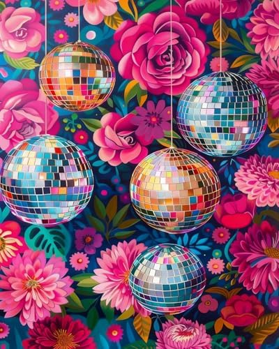 Paint by Numbers Kit for Adults, Disco Ball & Flower Design, 16x20 Inch by Okarina