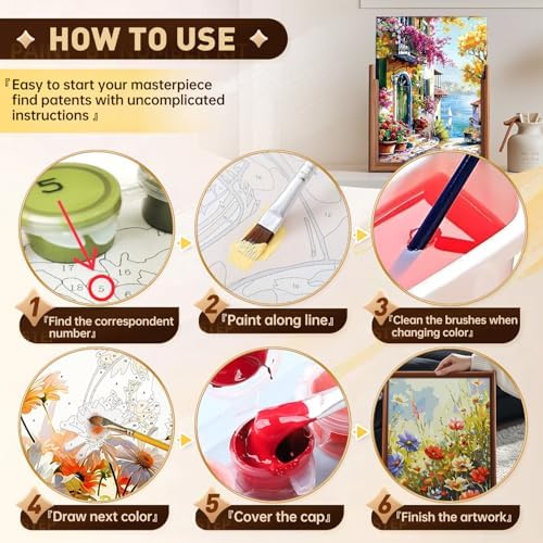 Qaisxoty Paint by Numbers Kit for Adult - Lane Road Rolled Adult Paint by Number, Complete Paint by Numbers Kit with Canvas, Box, Brushes, Acrylic Paints - DIY Home Decor & Gift (12”x16”) - Image 6
