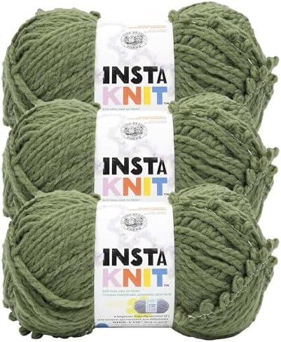 Lion Brand Yarn, InstaKnit Beginner Yarn, Evergreen with Envy Green, 3 Pack by LionBrandYarn