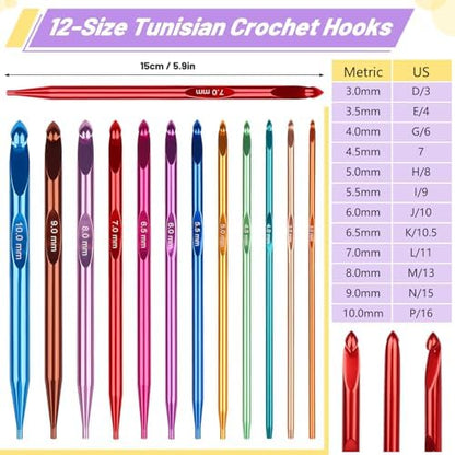 Coopay Tunisian Crochet Hooks Set with 4 Cables, Long Crochet Hooks - Image 3