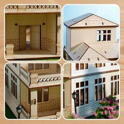 3D Wooden Puzzle for Adults, DIY Miniature Courtyard Villa House Building - Image 3