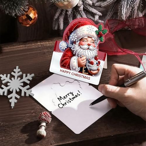 DIY Diamond Art Painting Greeting Card Creative Holiday Blessing 3D Folding Set Stationery Ornament Present Handmade-Santa Claus - Image 7