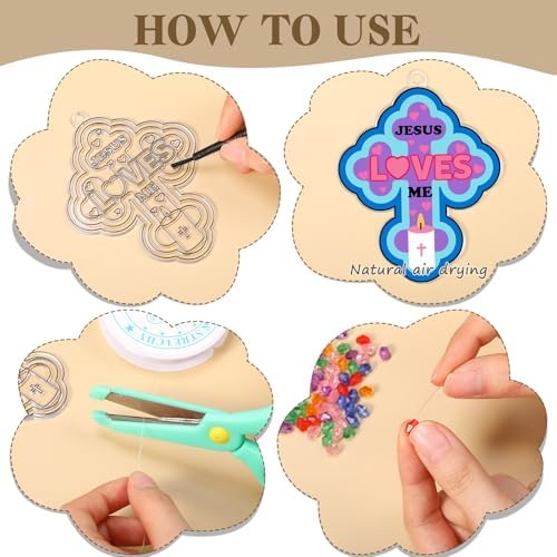 Dunzoom 30 Set Christian Cross Craft Kit - DIY Sun Catchers for Sunday School, Church, Home Decor, Stained Glass Style Cross Decorations, Religious Craft Supplies - Image 3