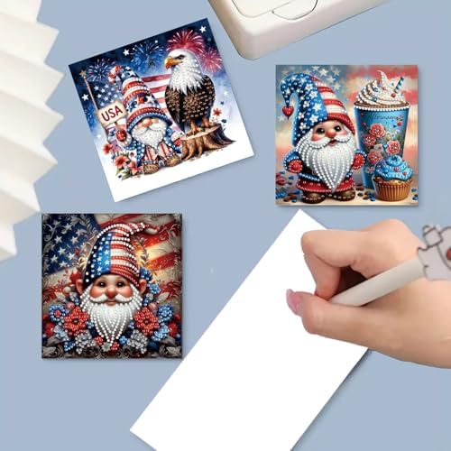 6Pcs Folding Greeting Card Diamond Art Painting Thank You Blessing Cards with White Envelope Rhinestones Painted Making Kits for Adults DIY Craft Holiday Gift-USA Goblin - Image 3