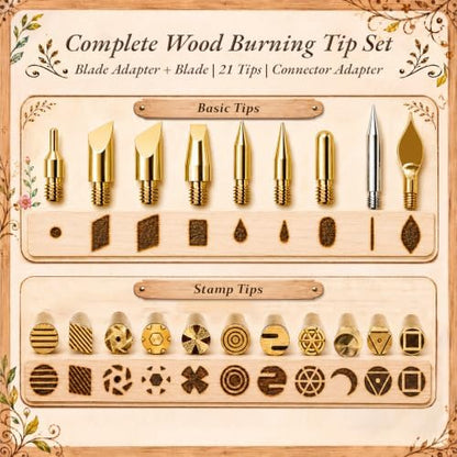 JJRING Wood Burning Kit - 62PCS Professional Wood Burning Tool With Adjustable Temperature Pyrography Pen, 24-Color Paint Set, Wood Slices & Stencils, Complete Wood burner Crafts Kit For Beginners - Image 5