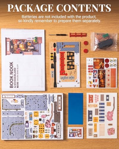 ROBOTIME Japanese Book Nook Kits, DIY Miniature House Kit for Adults 3D Wooden Puzzle, Bookends Bookshelf Diorama Creative Decorative Crafts Kits Unique Gifts for Teens & Beginners (Sakura Wine Alley) - Image 5