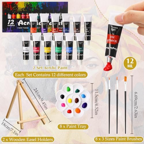 Cholemy 36 Pcs Paint and Sip Kit Gift for Adults 8''x10'',African Women - Image 4