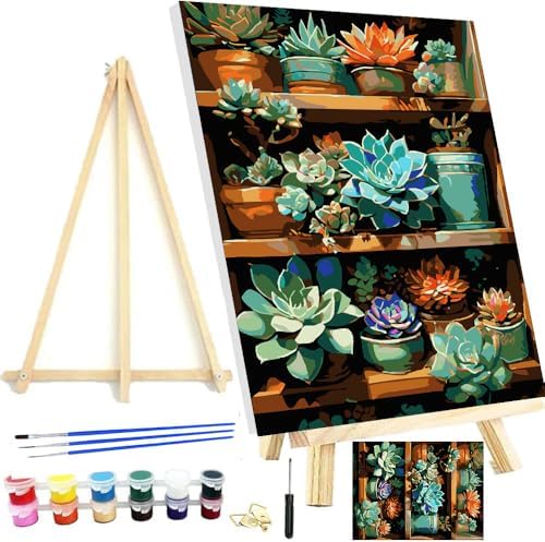 Meothan Framed Paint by Numbers Kits for Adults 12x16in with Wooden Easel by MeothanDiamondPainting