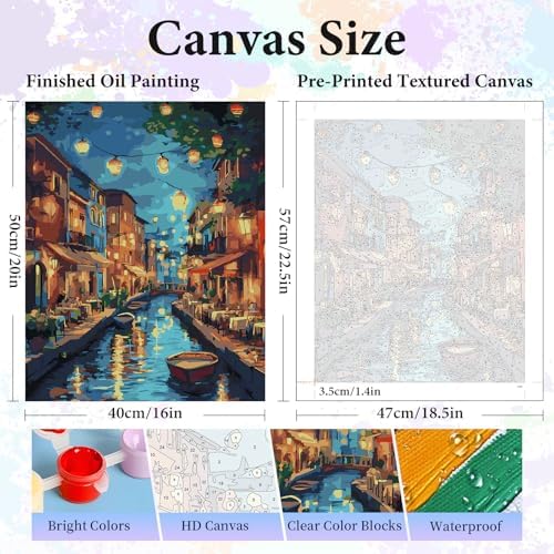 Paint by Numbers Kit for Adults, Venice Night Number Painting Canvas Kit - Image 3