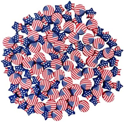 100 Pcs Patriotic Polymer Clay Beads 4th of July Mixed Heishi Spacer Beads Supplies for DIY Bracelet Earring Necklace Jewelry Making (American Flag) - Image 3