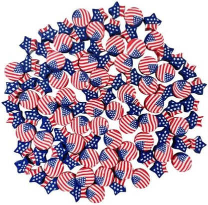 100 Pcs Patriotic Polymer Clay Beads 4th of July Mixed Heishi Spacer Beads Supplies for DIY Bracelet Earring Necklace Jewelry Making (American Flag) - Image 3
