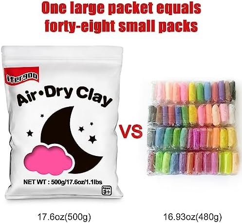 ifergoo 500g Pink Air Dry Clay, 1.1LBS DIY Creative Modeling Clay for Kids - Image 6