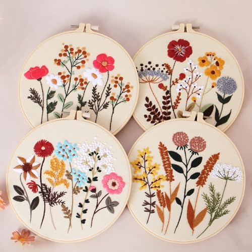 COCOMOX Floral Embroidery Kit for Beginners, Needlepoint Practice Kits - Image 4
