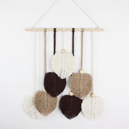 BUFANTL DIY Macrame Leaf Wall Hanging Kit for Beginners, Boho Woven Tapestry Craft Kit with Macrame Cord, Wooden Beads & Printed Instructions, Home Decor Macrame Kit for Adults - Image 4