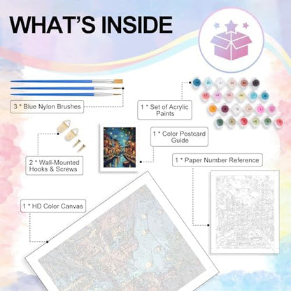 Paint by Numbers Kit for Adults, Venice Night Number Painting Canvas Kit - Image 4
