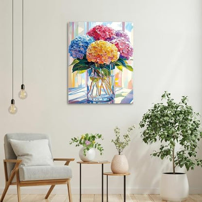 CYNART Hydrangea Paint by Numbers Kit for Adults Beginner, Flower Easy Paint by Number Kits on Canvas, DIY Acrylic Oil Painting by Numbers for Gift Home Decor 16 x 20 inch （Without Frame） - Image 6