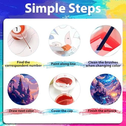 xcemhil Paint by Number Kit for Adults, Paint by Numbers Landscape, Starry Waterfall Paint by Numbers Kit for Adults Beginner for Gift Home Wall Decor 16x20 inch - Image 7