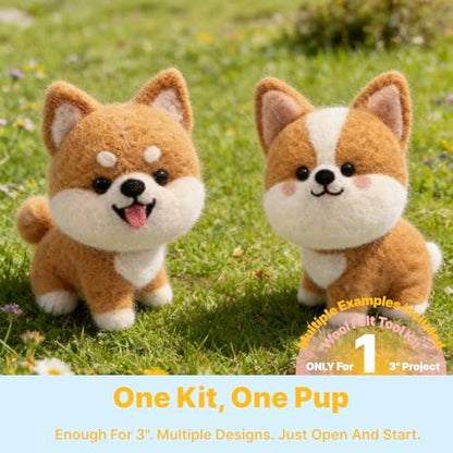 MeowPick Needle Felting Kit, Wool Felting Kit for Beginners Adults, 3 Inch Cute Dog Needle Felting Tools Set, Complete Felting Supplies, DIY Craft for Keychain Car Ornament Gift (BlackTan) - Image 4
