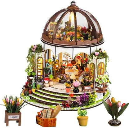 Hanging Garden DIY Miniature Dollhouse Kit, Dollhouse Kit with LED by Weservehomeforbetterlife