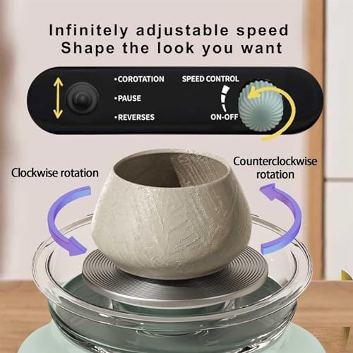 Turntable Potter's Wheel for Kids Adults, Electric Pottery Wheel Ceramic Machine, Pottery Forming Machine with Clay Tool Set, DIY Pottery Kit for Beginners DIY Clay Art for Art Craft Gift Gray - Image 3