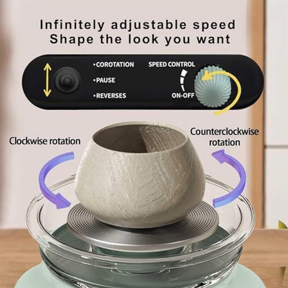 Turntable Potter's Wheel for Kids Adults, Electric Pottery Wheel Ceramic Machine, Pottery Forming Machine with Clay Tool Set, DIY Pottery Kit for Beginners DIY Clay Art for Art Craft Gift Green - Image 3