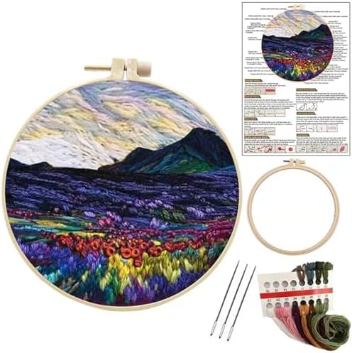 JRYYR Friendship Gifts Beginner Embroidery kit for Adults,Embroidery Kits for Beginners DIY Cross Stitch with Patterns and Instructions (Deep Purple Dream) by JRYYR