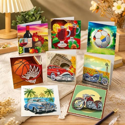 8PCS Cars and Balls DIY Greeting Card Kits with Envelopes Diamond Art Greeting Cards Diamond Art Cards Kits for Adults DIY Crafts Family Friend Gifts - Image 4