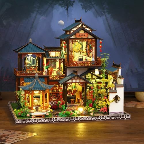 DIY Miniature House Kit - Miniature Wooden Dollhouse Kit - Mini House Building Kit for Adults - Vintage Courtyard Tiny Model House Kit with LED, Miniature Kit, Creative DIY Adult Crafts Gift - Image 5