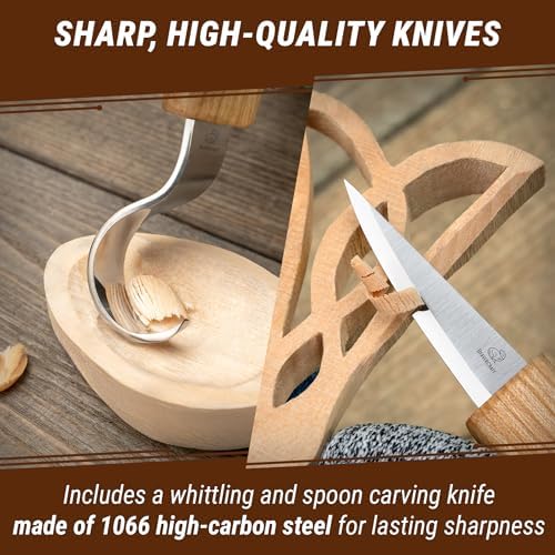 BeaverCraft Wood Spoon Carving Kit for Beginners DIY04 - Whittling Set Includes Spoon Carving Tools, Sloyd Whittling Knife Hook Knife, Basswood Blank - Woodworking Hobby Kit for Adults & Kids - Image 4