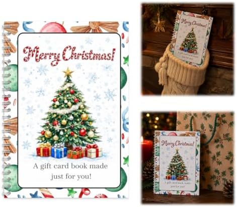 Christmas Gift Card Book, 5x7 Holiday Gift Booklet, DIY Spiral-Bound Merry Christmas College Survival Kit, 10-Page Surprise Greeting Card Book for Cards Cash, Students Graduation Gift by Unknown