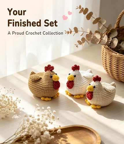 PAITIN Crochet Kit for Beginners Adults, Complete DIY Craft Yarn Kit with Step-by-Step Video Tutorials, Easy Handmade Art Projects Home Decor (Chicken) - Image 2