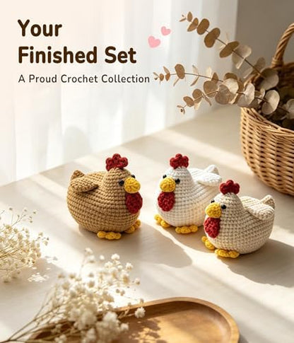 PAITIN Crochet Kit for Beginners Adults, Complete DIY Craft Yarn Kit with Step-by-Step Video Tutorials, Easy Handmade Art Projects Home Decor (Chicken) - Image 2