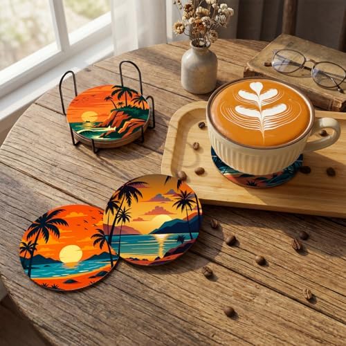 Reallnaive 8 Pcs Beach Paint by Numbers Kit for Adults Coastal Coasters - Image 2